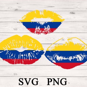 Colombia Flag Lips SVG Clipart-Kiss, Love, Colombien, Besos, Cricut, Silhouette, PROJETS DE BRICOLAGE, Masque Designs, Téléchargement instantané.