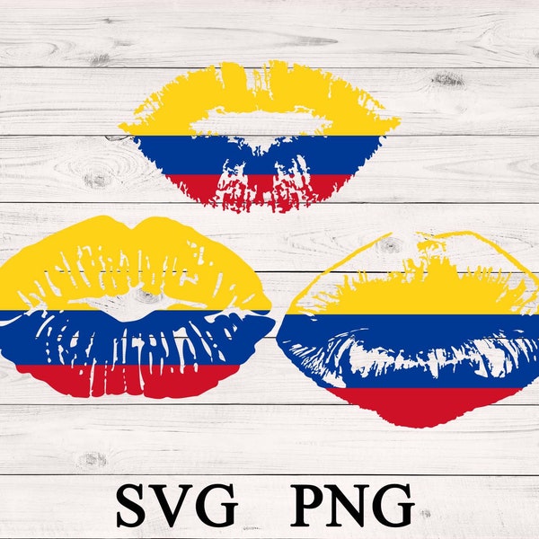 Colombia Flag Lips SVG Clipart-Kiss, Love, Colombian, Besos, Cricut, Silhouette, DIY Projects, Mask Designs, Instant Download.