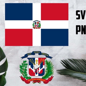 Dominican Republic Flag and Coat of Arms Clipart- National Emblem, Hispaniola,  República Dominicana, National Flag, SVG, Instant Download.