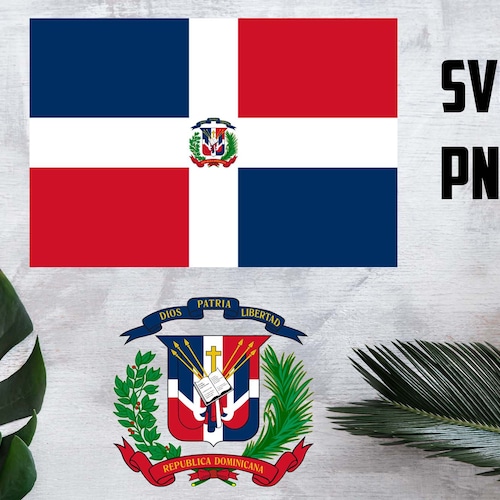 Dominican Republic Flag and Coat of Arms Clipart National Etsy