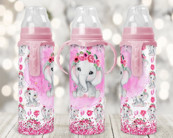 12oz Sublimatable Glass Baby Bottle Pink