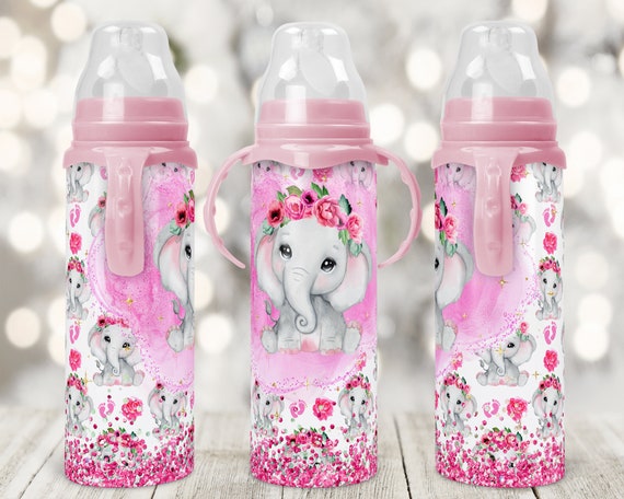 12oz Sublimatable Glass Baby Bottle Pink