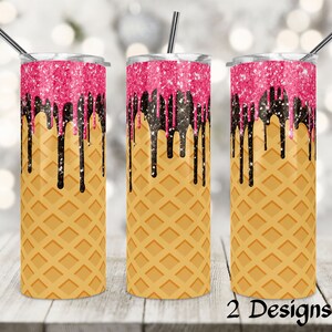 20 oz Skinny Tumbler Design, Eisbecher, EiszapfenBecher, Streusel, Glitzer, Eisbecher, Becher wrap, Template für Sublimation.