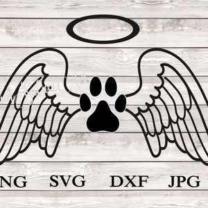 Skrzydła anioła upamiętniające psa, clipart Halo-Pets, miłośnik psów, SVG, spoczywaj w pokoju, Cricut, sylwetka, żałoba, kondolencje, natychmiastowy plik.