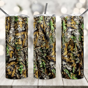 Design de sublimação de copo magro de 20 onças, camuflagem rústica, caça, vida de caça, cervo, pato, javali, camuflagem, envoltório de copo, PNG, cônico.