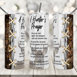 20 Oz Skinny Tumbler Sublimation Design, Jagd, A Hunter es Prayer, Weißes Holz, Hirsch, Hirsch, Tumbler Wrap, Rustikal Camo, Tapered, PNG.