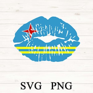 Aruba Labios Bandera Beso SVG Clipart-Holandés Caribe, Una Isla Feliz, Vacaciones, Cricut, Silueta, Descarga Instantánea.
