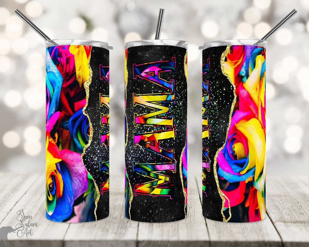 20 Oz Skinny Tumbler Sublimation Design Mama Rainbow Roses - Etsy