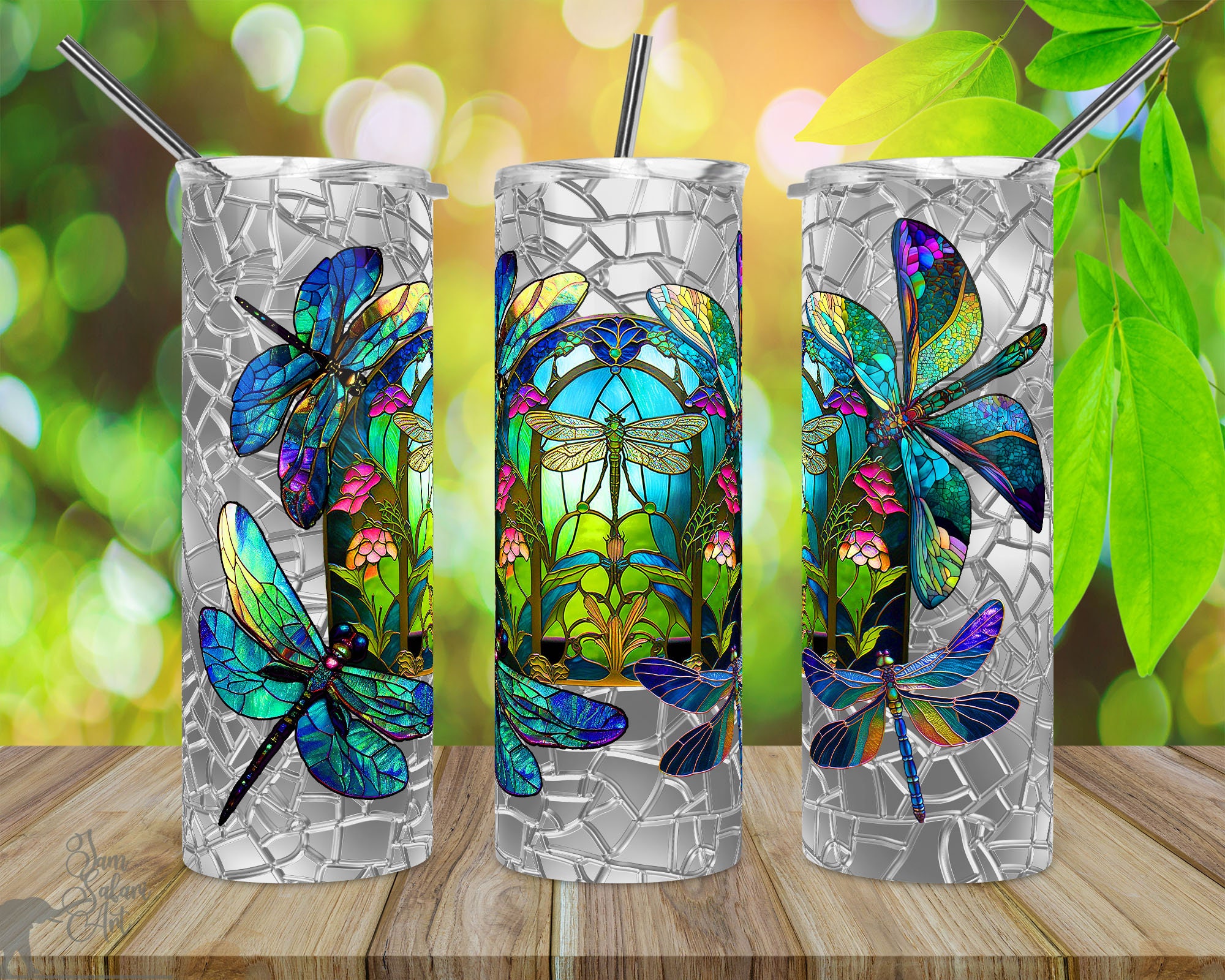 Ban.Do - Glass Tumbler - Green Geometric Floral