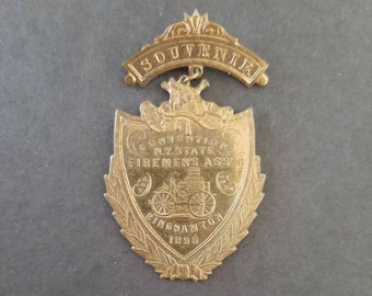New York State Firemen's Association Souvenir Pin 1898