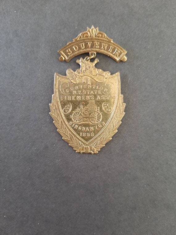 New York State Firemen's Association Souvenir Pin 1898