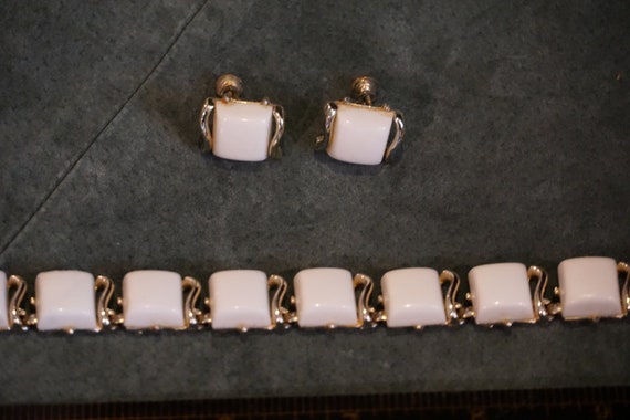 White squares bracelet with matching earrings - image 1