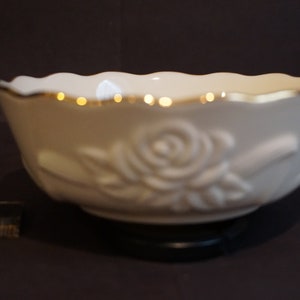 Vintage Lenox bowl with scalloped edges and rose pattern