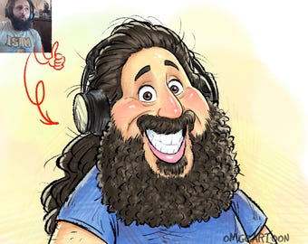 Custom Caricature Portrait: Personalized Digital Art Gift (One Person)