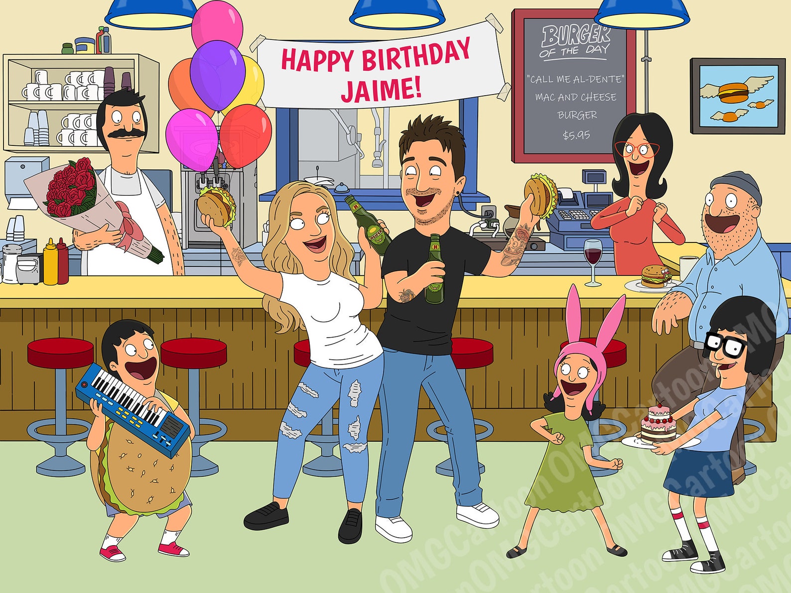 Bob's Burgers Birthday Surprise: Personalized Portrait for Fans A Fun ...