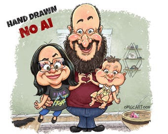 Custom Funny Caricature – Hilariously Hyperbolic Portraits! Parody Drawing (DIGITAL PRODUCT no physical copy)