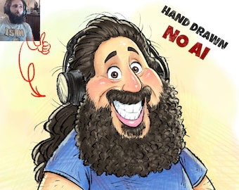 Custom Caricature Portrait: Personalized Digital Art Gift (One Person)