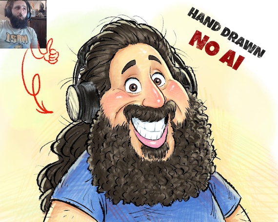 Custom Caricature Portrait: Personalized Digital Art Gift (One Person)