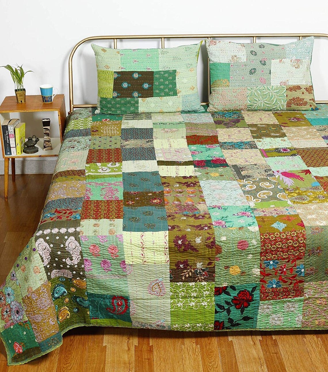 Bohemian Quilt King Size Quilt Patchwork Quilt Kantha Etsy