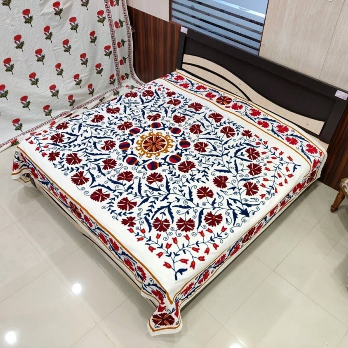 Suzani Bed Cover Suzani Bedspread King Size Duvet Cover Etsy
