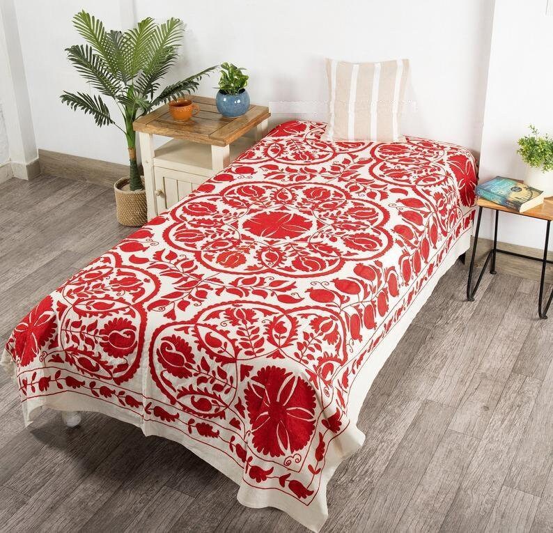 Suzani Bed Cover Suzani Bedspread King Size Suzani Bed Cover Etsy