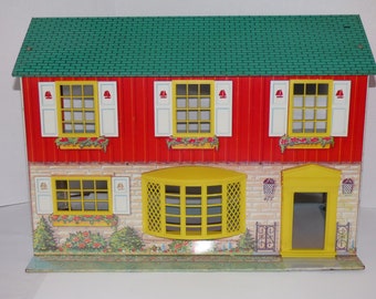 Vintage Wolverine 2 Story Colonial Tin Litho Metal Dollhouse 