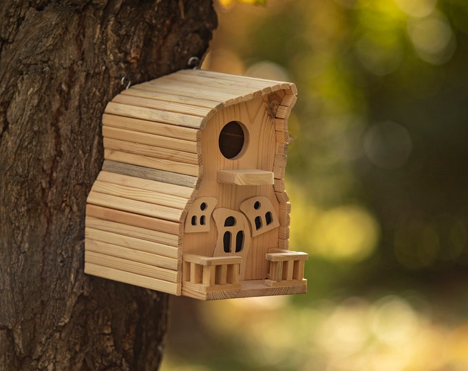 Holz Vogelhaus, personalisierte Vogelhaus, Bluebird House, handgemachte Vogelhaus, Garten Decore, lustige Vogelhaus