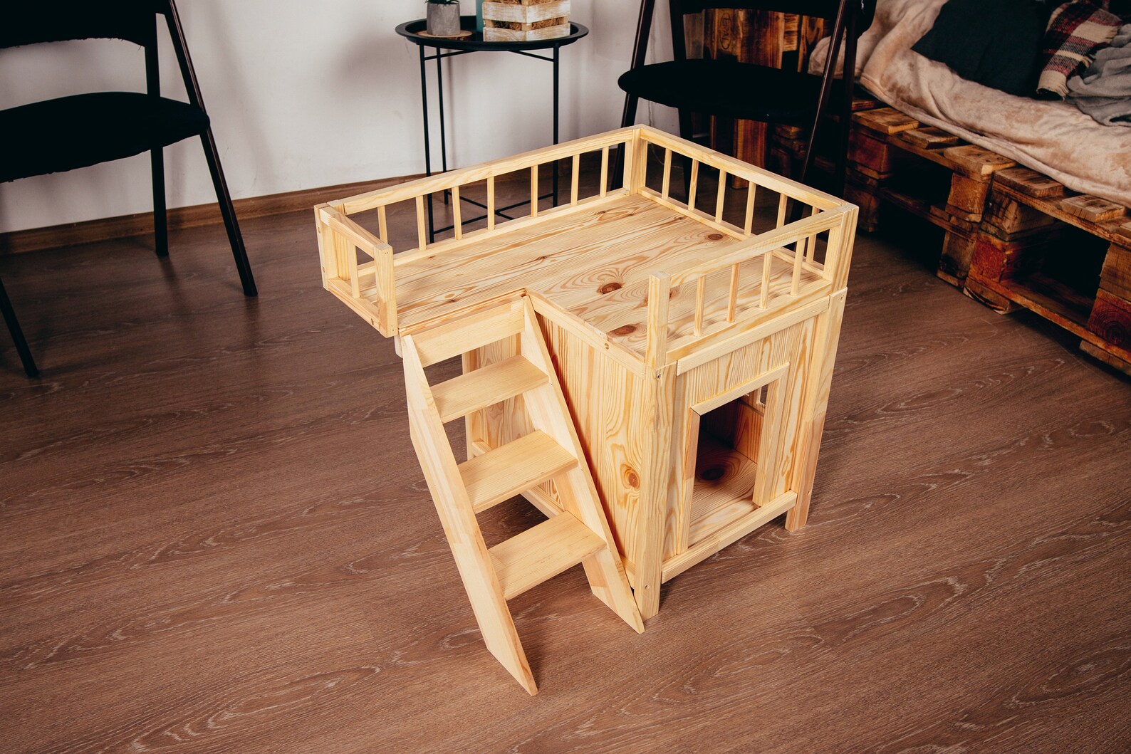 2 Story Dog House Indoor Dog House Wooden Cat House Etsy