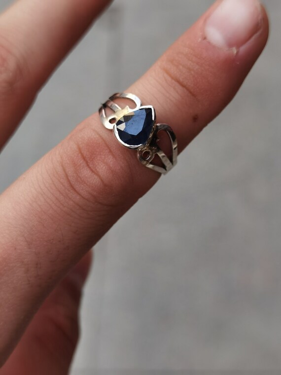 Gemstone Ring Kashmir Dark Blue Sapphire Silver Ring By Tarzli. Beautiful Natural Sapphire Stone 6 US Size Handmade Silver Ring