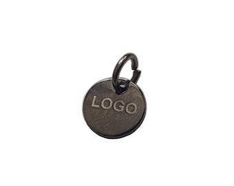 Custom Laser Engraved Logo Charm, 8mm Round Metal Jewelry Tag