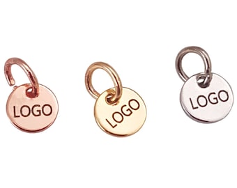 6 mm Custom Laser Engraved Logo, Custom Jewelry Tag, Round Disc, Custom Logo Charm, Metal Jewelry Tags, Brass Tags,
