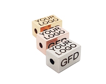Custom Rectangle Beads, Spacer Beads, Rectangle Tag, Custom Jewelry Tag, 6x6x10 Cube, 20 pcs, Metal Jewelry Tags, Brass Tags,