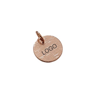 12mm Textured Laser Logo Charm, Custom Jewelry Tag, Textured Round Disc, Custom Logo Charm, Metal Jewelry Tags, Brass Tags,