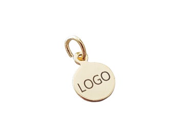 8 mm Custom Laser Engraved Logo, Custom Jewelry Tag, Round Disc, Custom Logo Charm, Metal Jewelry Tags, Brass Tags,