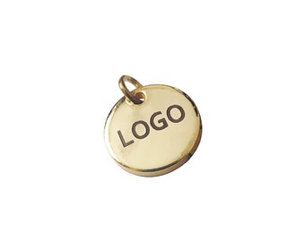 12 mm Custom Laser Engraved Logo, Custom Jewelry Tag, 1.5mm Thickness, Round Disc, Custom Logo Charm, Metal Jewelry Tags, Brass Tags,