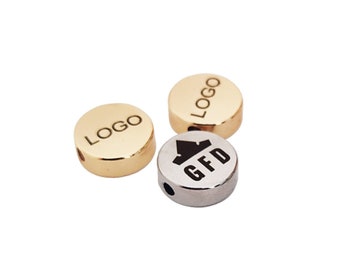 Custom Cylinder Beads, Custom Laser Engraved Logo, 10mm Round, Spacer Beads, Cylinder Beads, Jewelry Tag, Brass Tags