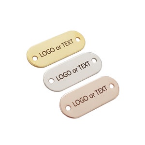 7x18mm Double Hole Rounded Ends Rectangle,  Personalized , Custom Tag, , Engraved Tag, Custom Square Plate