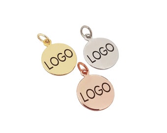 Custom Laser Engraved Logo Charm, Jewelry Tag, Brass Tag (13mm)