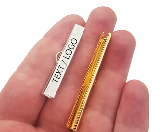 Custom Laser Engraved Ribbon Crimp, Cord Ends, Jewelry Connector