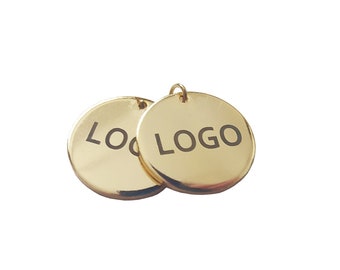 Logo personnalisé 20 mm gravé au laser, Étiquette pour bijou personnalisé, 1,5 mm d'épaisseur, Disque rond, Breloque logo personnalisé, Étiquettes pour bijoux en métal, Étiquettes en laiton,