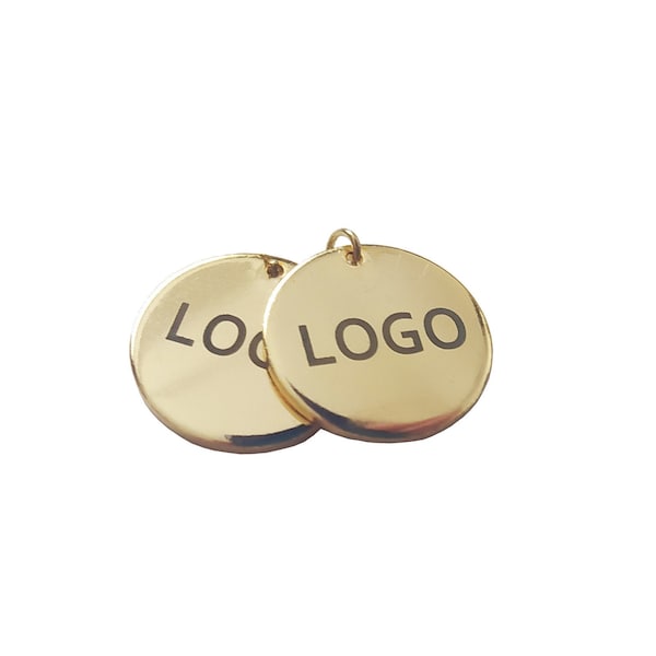 20 mm Custom Laser Engraved Logo, Custom Jewelry Tag, 1.5mm Thickness, Round Disc, Custom Logo Charm, Metal Jewelry Tags, Brass Tags,