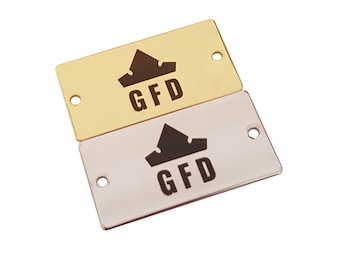 Custom Laser Engraved Logo Jewelry Tags, Metal Charms (15x30 mm)