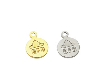 8 mm Custom Mechanical Engraved Logo, Custom Jewelry Tag, Round Disc, Custom Logo Charm, Metal Jewelry Tags, Brass Tags,