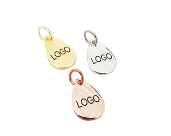 8x12 mm Custom Laser Engraved Logo, Custom Jewelry Tag,Drop Brass, Drop Tag, Custom Logo Charm, Metal Jewelry Tags, Brass Tags,