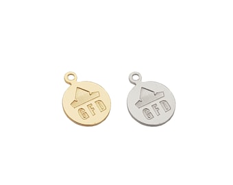10 mm Custom Mechanical Engraved Logo, Custom Jewelry Tag, Round Disc, Custom Logo Charm, Metal Jewelry Tags, Brass Tags,