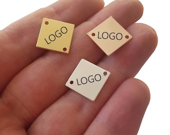Custom Laser Engraved Logo Tag: 13x13mm Square Jewelry Charm