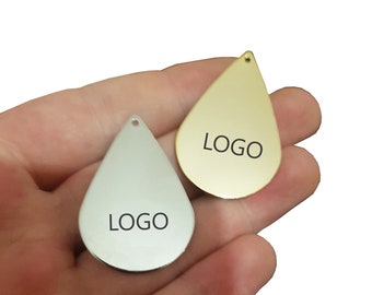 Logotipo grabado con láser personalizado de 28 mm, etiqueta de joyería personalizada, disco redondo, amuleto de logotipo personalizado, etiquetas de joyería de metal, etiquetas de latón,