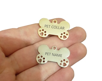 Personalized Pet ID Tag, Custom Bone Paw Heart Tag