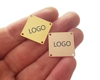 Custom Laser Engraved Logo Tag, Metal Jewelry Charm (20x20mm)