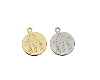 Custom Engraved Logo Charm, 13mm Round Jewelry Tag, Brass Tag